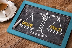 value price concept on balance scale | association management rfp